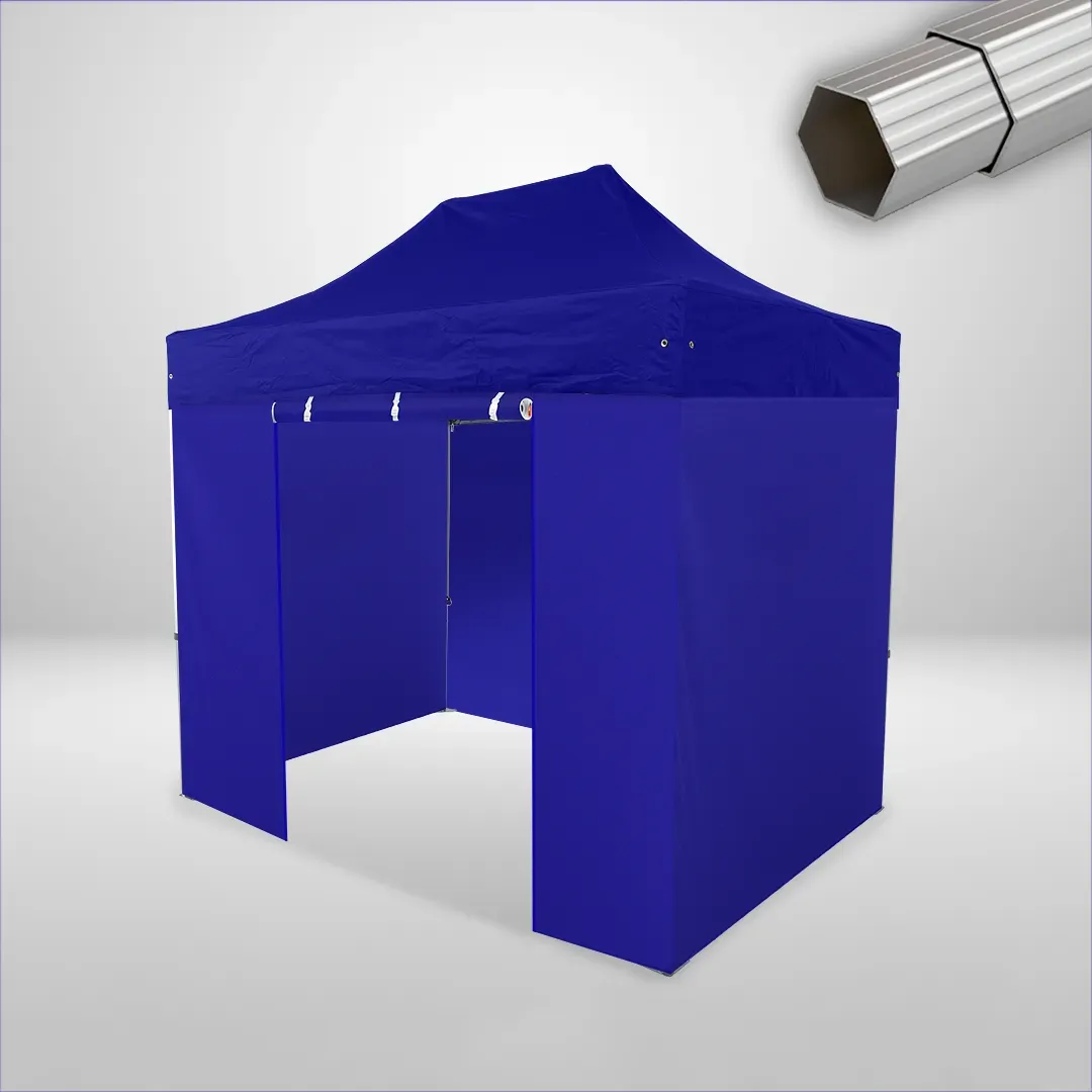 Carpa Plegable 3x2 m, Gama ELITE 50mm, 3 laterales lisos y 1 lateral con puerta, azul 1 Carpa Plegable 3x2 m, Gama ELITE 50mm, 3 laterales lisos y 1 lateral con puerta, azul