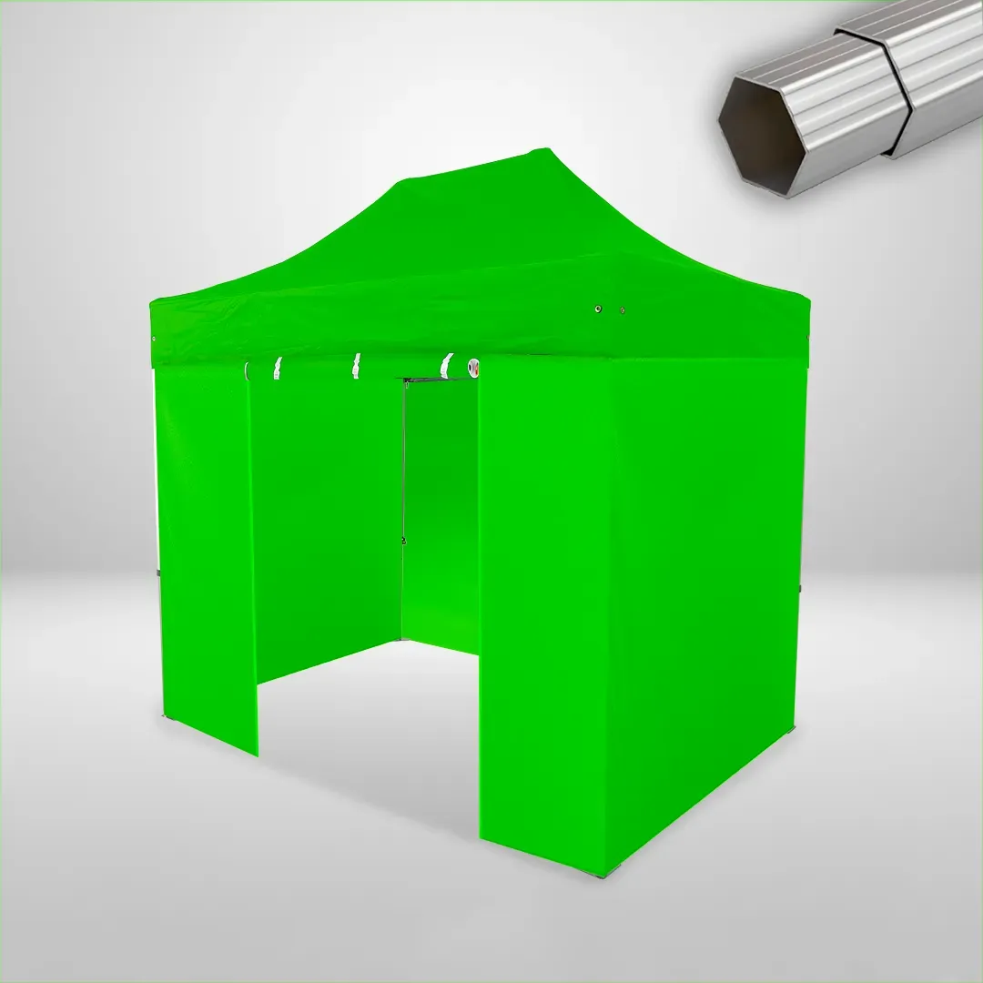Carpa Plegable 3x2 m, Gama ELITE 50mm, 3 laterales lisos y 1 lateral con puerta, verde lima 1 Carpa Plegable 3x2 m, Gama ELITE 50mm, 3 laterales lisos y 1 lateral con puerta, verde lima