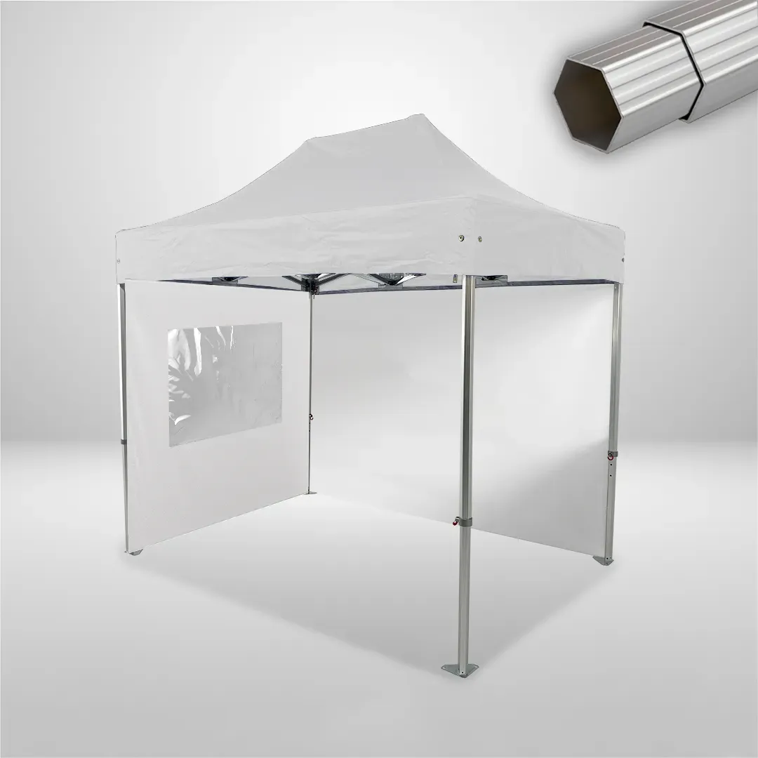 Carpa Plegable 3x2 m, Gama ELITE 50mm, 1 lateral liso y 1 lateral con ventana, blanco 1 Carpa Plegable 3x2 m, Gama ELITE 50mm, 1 lateral liso y 1 lateral con ventana, blanco