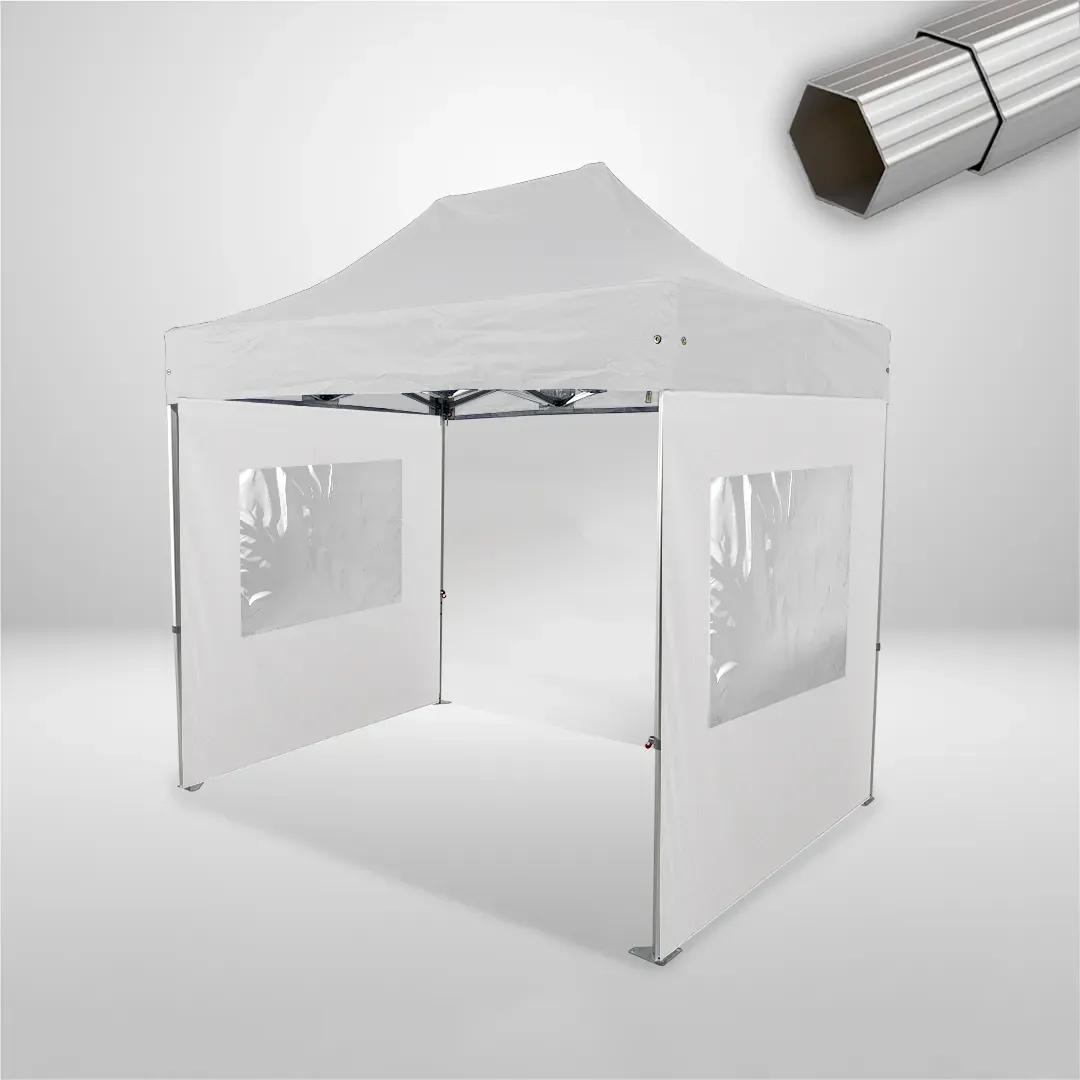 Carpa Plegable 3x2 m, Gama ELITE 50mm, 1 lateral liso y 2 laterales con ventanas, blanco 1 Carpa Plegable 3x2 m, Gama ELITE 50mm, 1 lateral liso y 2 laterales con ventanas, blanco