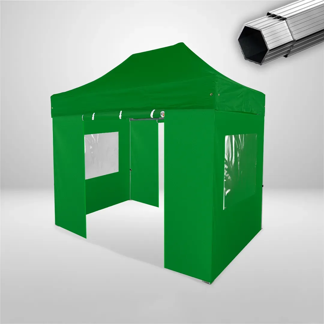 Carpa Plegable 3x2 m, Gama PLUS 40mm, 2 laterales con puerta y 2 laterales con ventanas, verde botella 1 Carpa Plegable 3x2 m, Gama PLUS 40mm, 2 laterales con puerta y 2 laterales con ventanas, verde botella