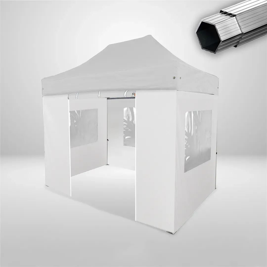 Carpa Plegable 3x2 m, Gama PLUS 40mm, 3 laterales con ventanas y 1 laterales con puerta, blanco 1 Carpa Plegable 3x2 m, Gama PLUS 40mm, 3 laterales con ventanas y 1 laterales con puerta, blanco