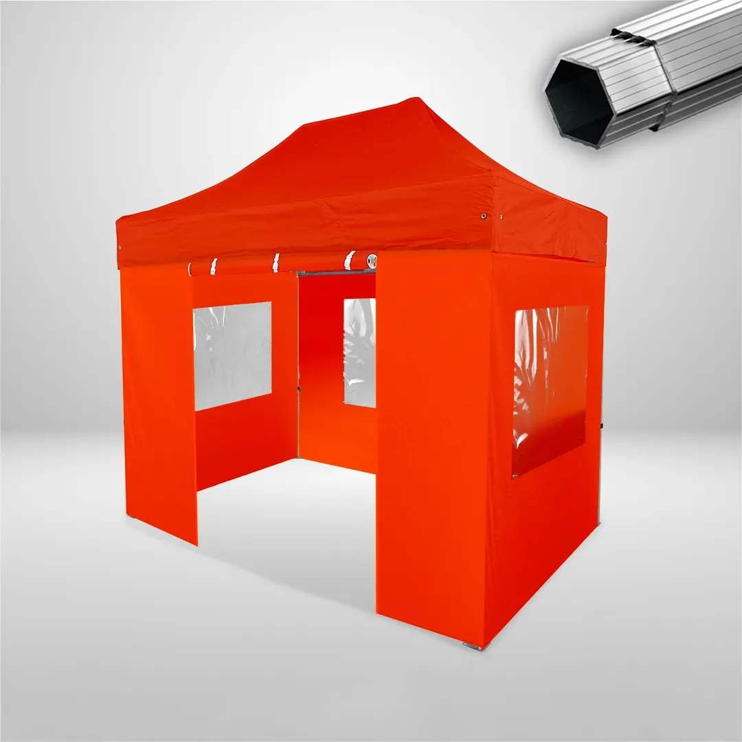 Carpa Plegable 3x2 m, Gama PLUS 40mm, 3 laterales con ventanas y 1 laterales con puerta, naranja 1 Carpa Plegable 3x2 m, Gama PLUS 40mm, 3 laterales con ventanas y 1 laterales con puerta, naranja
