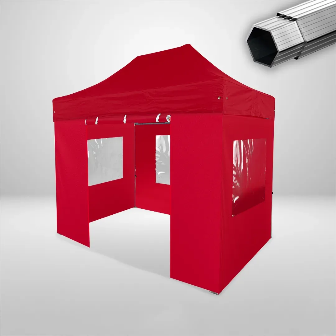Carpa Plegable 3x2 m, Gama PLUS 40mm, 3 laterales con ventanas y 1 laterales con puerta, rojo 1 Carpa Plegable 3x2 m, Gama PLUS 40mm, 3 laterales con ventanas y 1 laterales con puerta, rojo