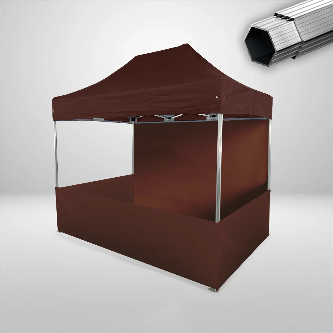 Carpa Plegable 3x2 m, Gama PLUS 40mm, 1 lateral liso y 3 laterales a media altura, marron 1 Carpa Plegable 3x2 m, Gama PLUS 40mm, 1 lateral liso y 3 laterales a media altura, marron