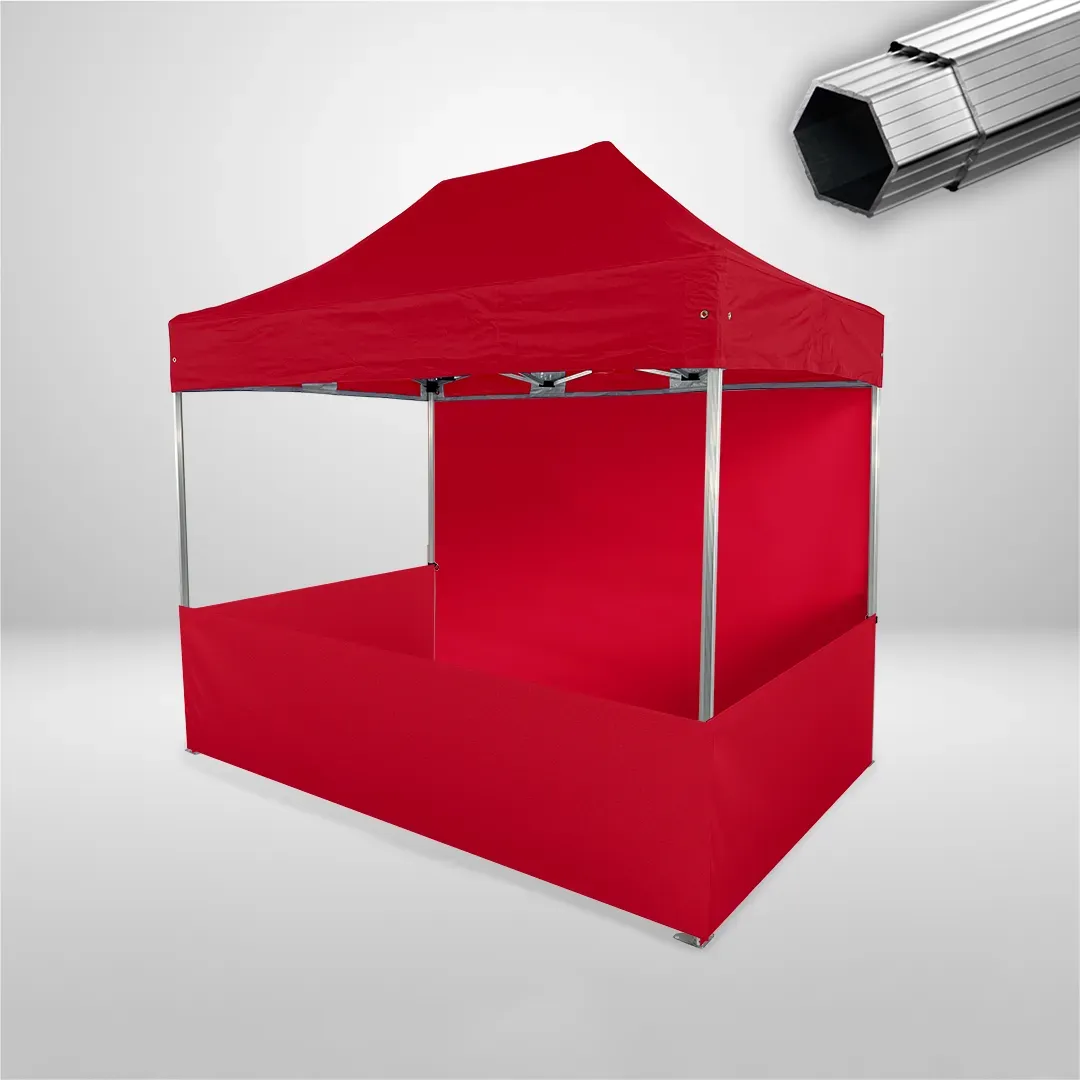Carpa Plegable 3x2 m, Gama PLUS 40mm, 1 lateral liso y 3 laterales a media altura, rojo 1 Carpa Plegable 3x2 m, Gama PLUS 40mm, 1 lateral liso y 3 laterales a media altura, rojo