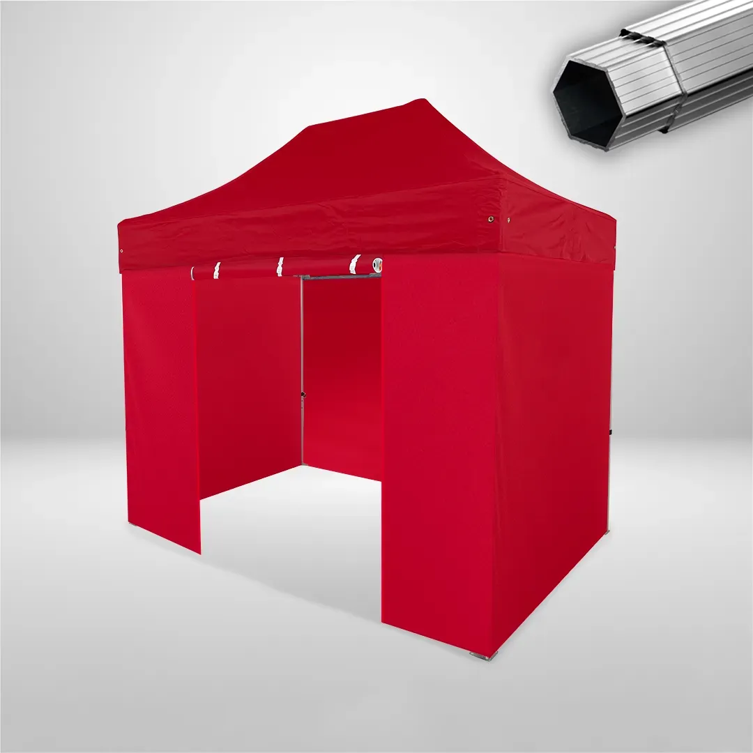 Carpa Plegable 3x2 m, Gama PLUS 40mm, 3 laterales lisos y 1 lateral con puerta, rojo 1 Carpa Plegable 3x2 m, Gama PLUS 40mm, 3 laterales lisos y 1 lateral con puerta, rojo