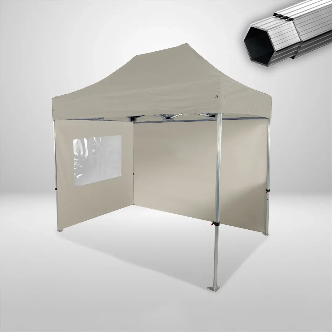 Carpa Plegable 3x2 m, Gama PLUS 40mm, 1 lateral liso y 1 lateral con ventana, beige 1 Carpa Plegable 3x2 m, Gama PLUS 40mm, 1 lateral liso y 1 lateral con ventana, beige