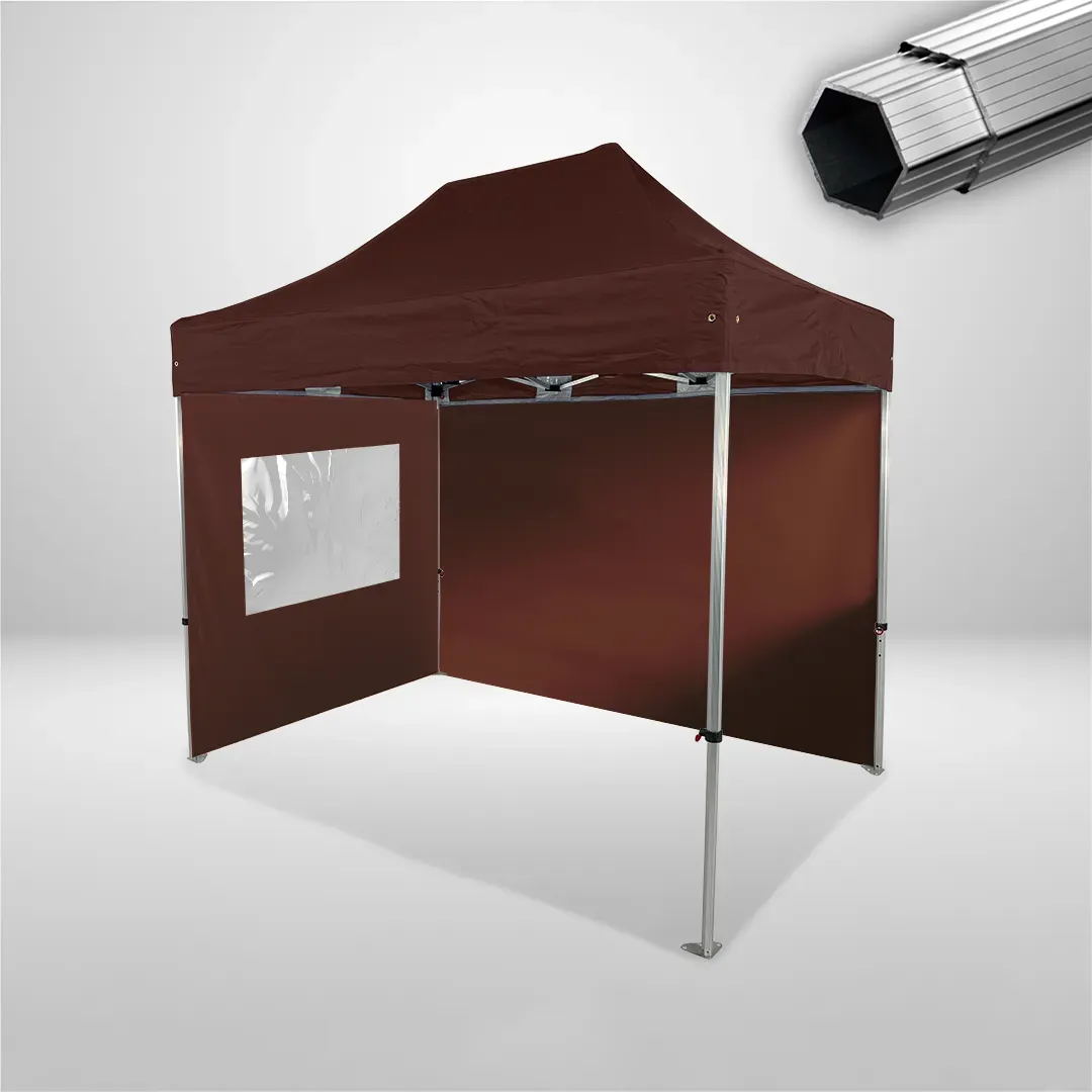 Carpa Plegable 3x2 m, Gama PLUS 40mm, 1 lateral liso y 1 lateral con ventana, marron 1 Carpa Plegable 3x2 m, Gama PLUS 40mm, 1 lateral liso y 1 lateral con ventana, marron