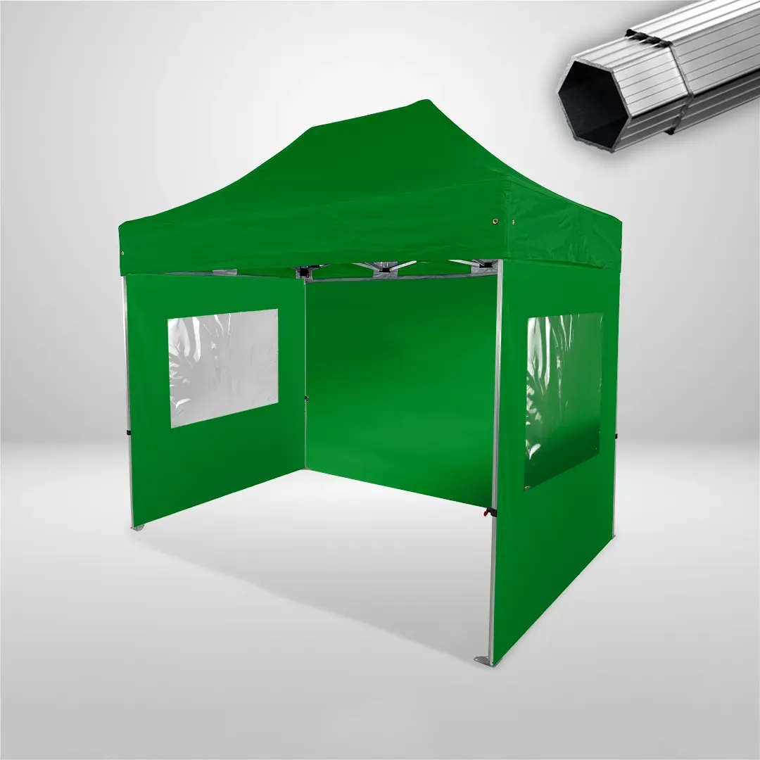 Carpa Plegable 3x2 m, Gama PLUS 40mm, 1 lateral liso y 2 laterales con ventanas, verde botella 1 Carpa Plegable 3x2 m, Gama PLUS 40mm, 1 lateral liso y 2 laterales con ventanas, verde botella