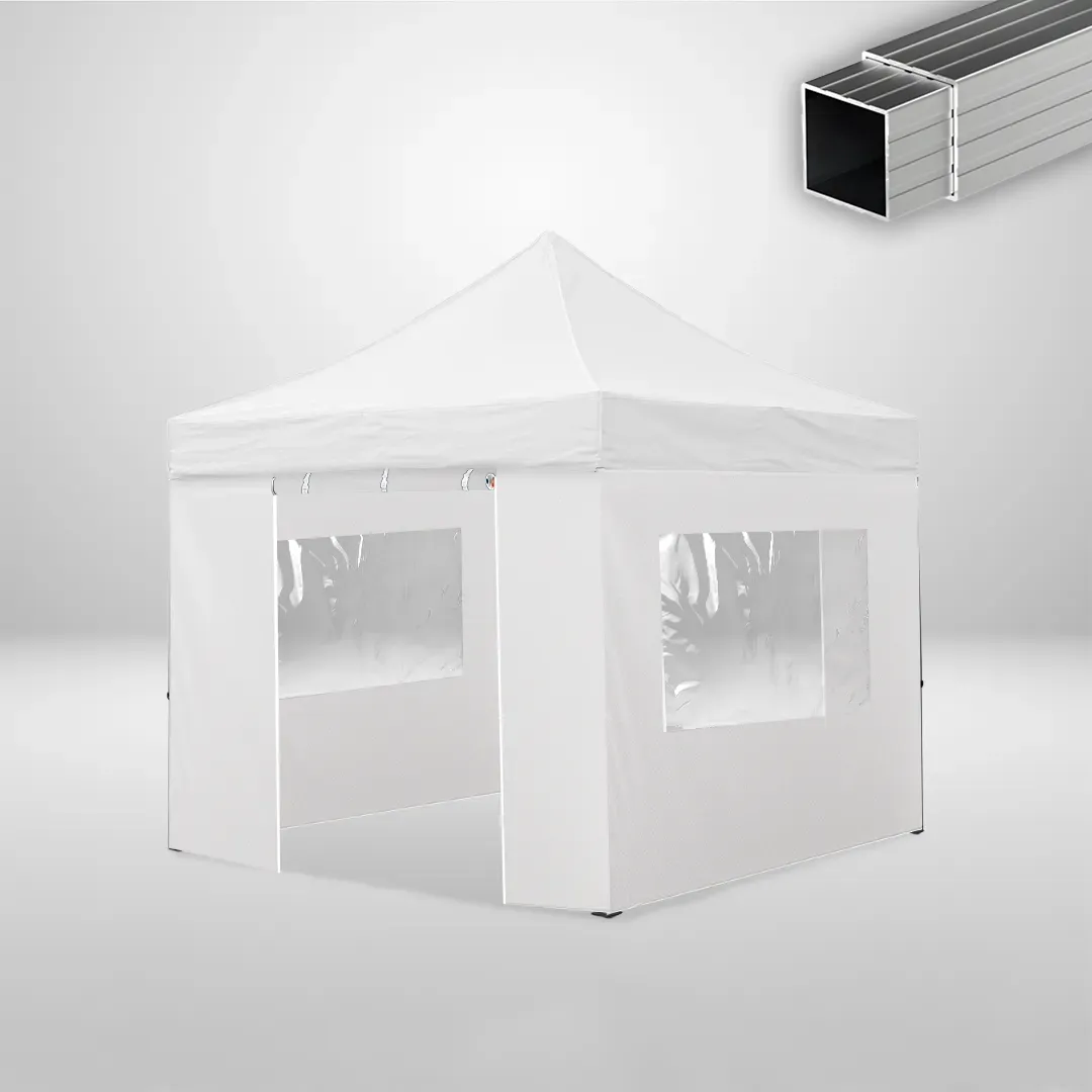 Carpa Plegable 3x3 m, Gama ECO 32mm, 2 laterales con puerta y 2 laterales con ventanas, blanco 1 Carpa Plegable 3x3 m, Gama ECO 32mm, 2 laterales con puerta y 2 laterales con ventanas, blanco