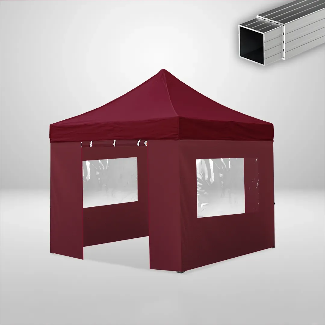 Carpa Plegable 3x3 m, Gama ECO 32mm, 2 laterales con puerta y 2 laterales con ventanas, burdeos 1 Carpa Plegable 3x3 m, Gama ECO 32mm, 2 laterales con puerta y 2 laterales con ventanas, burdeos