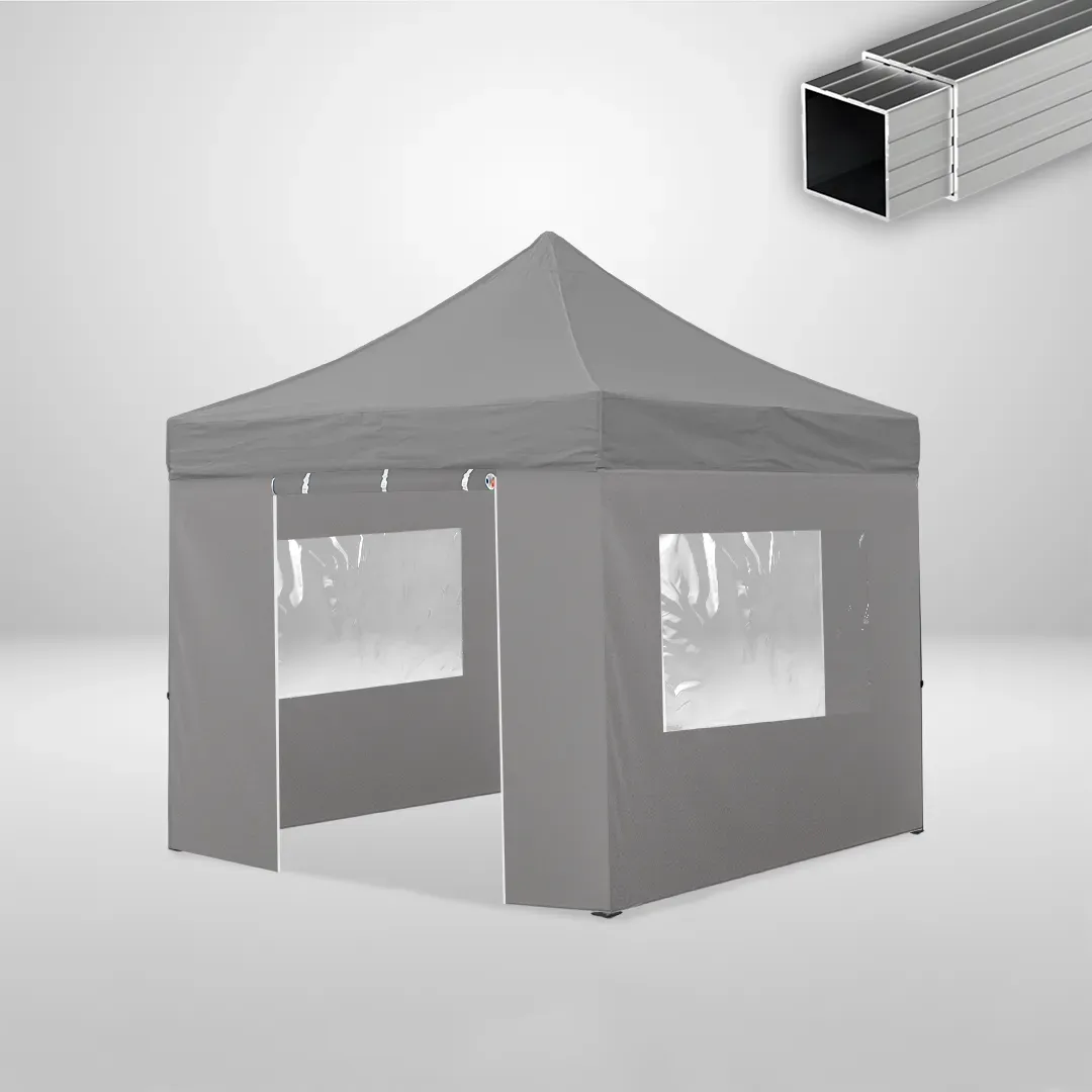 Carpa Plegable 3x3 m, Gama ECO 32mm, 2 laterales con puerta y 2 laterales con ventanas, gris 1 Carpa Plegable 3x3 m, Gama ECO 32mm, 2 laterales con puerta y 2 laterales con ventanas, gris