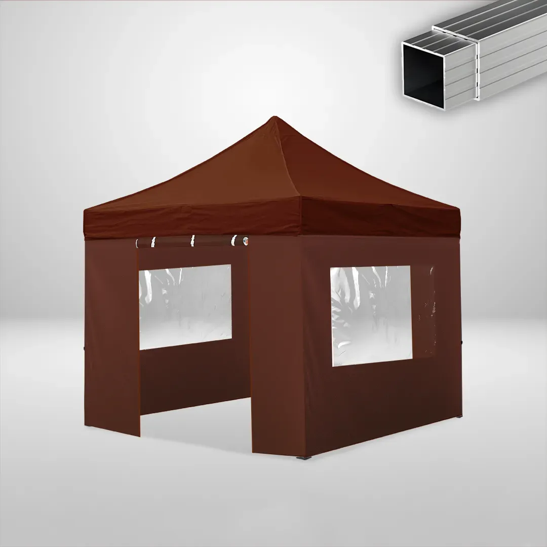 Carpa Plegable 3x3 m, Gama ECO 32mm, 2 laterales con puerta y 2 laterales con ventanas, marron 1 Carpa Plegable 3x3 m, Gama ECO 32mm, 2 laterales con puerta y 2 laterales con ventanas, marron