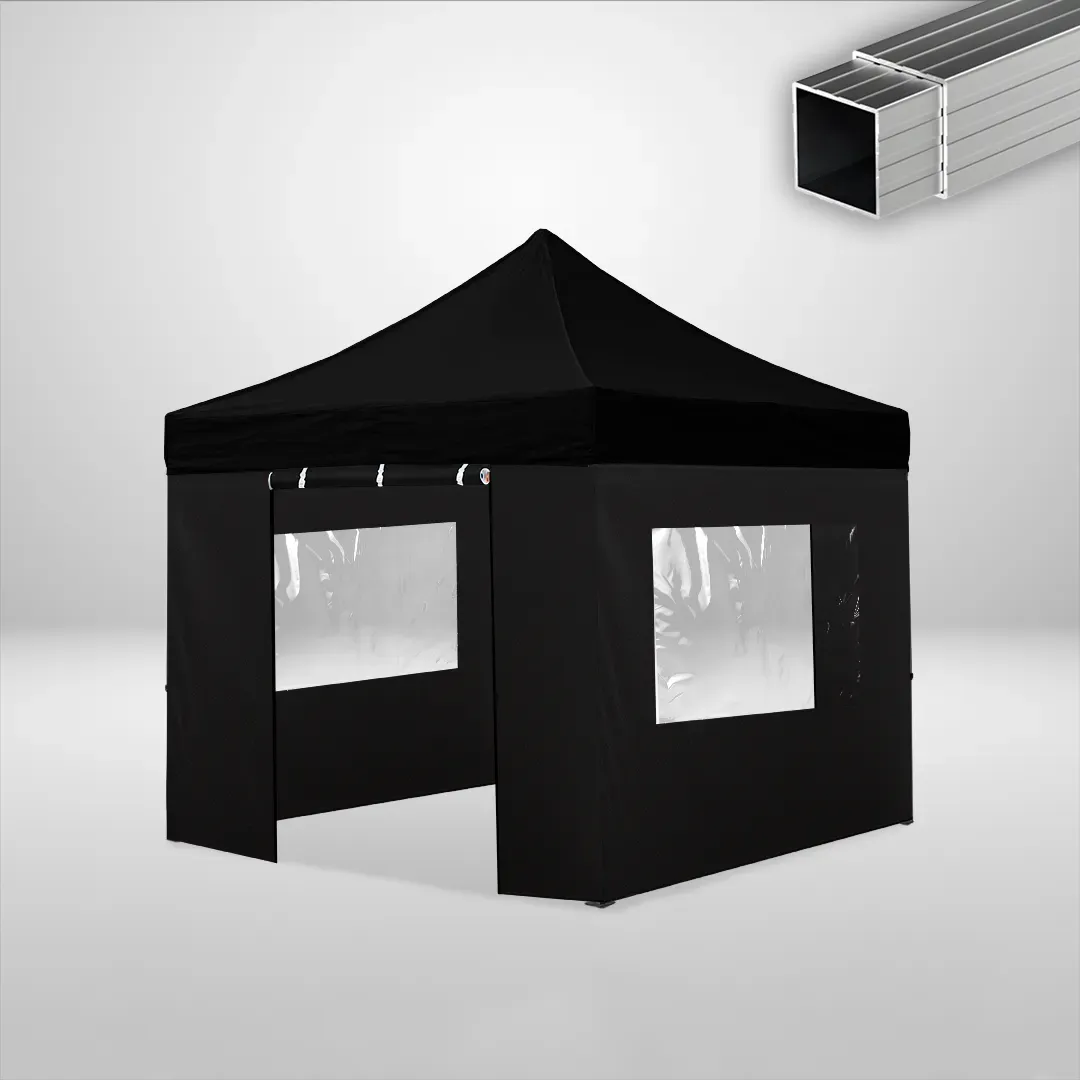 Carpa Plegable 3x3 m, Gama ECO 32mm, 2 laterales con puerta y 2 laterales con ventanas, negro 1 Carpa Plegable 3x3 m, Gama ECO 32mm, 2 laterales con puerta y 2 laterales con ventanas, negro