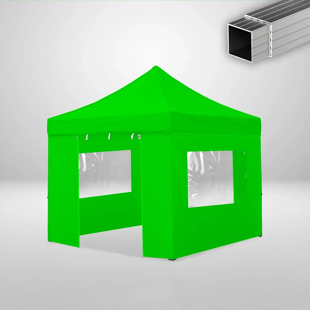 Carpa Plegable 3x3 m, Gama ECO 32mm, 2 laterales con puerta y 2 laterales con ventanas, verde lima 1 Carpa Plegable 3x3 m, Gama ECO 32mm, 2 laterales con puerta y 2 laterales con ventanas, verde lima
