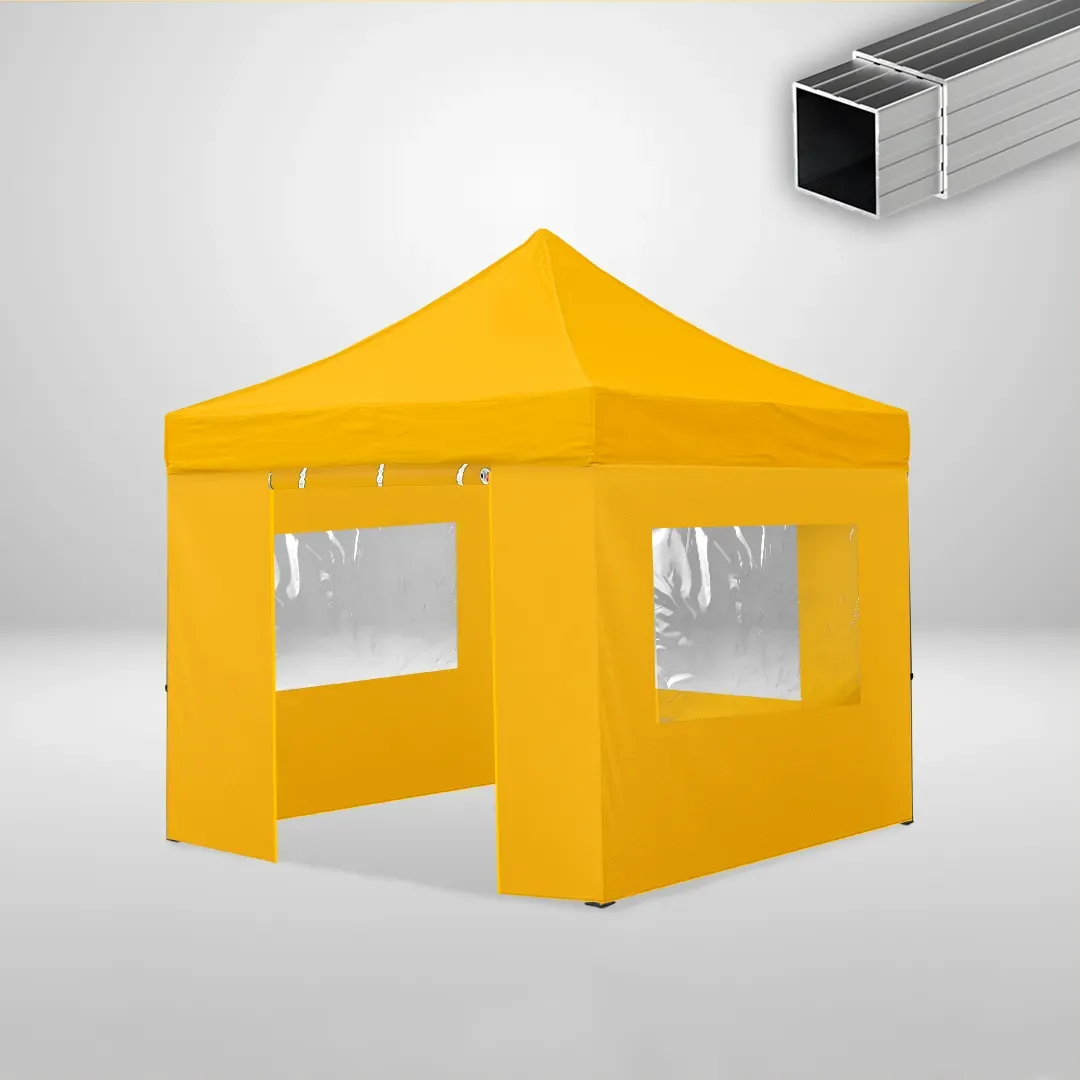 Carpa Plegable 3x3 m, Gama ECO 32mm, 3 laterales con ventanas y 1 laterales con puerta, amarillo 1 Carpa Plegable 3x3 m, Gama ECO 32mm, 3 laterales con ventanas y 1 laterales con puerta, amarillo