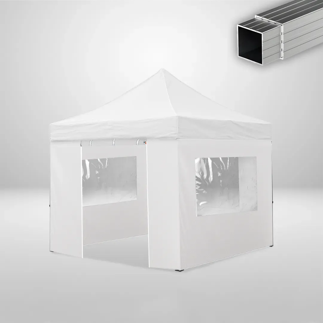 Carpa Plegable 3x3 m, Gama ECO 32mm, 3 laterales con ventanas y 1 laterales con puerta, blanco 1 Carpa Plegable 3x3 m, Gama ECO 32mm, 3 laterales con ventanas y 1 laterales con puerta, blanco
