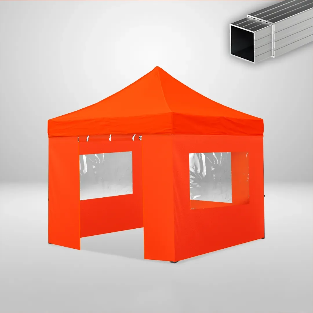 Carpa Plegable 3x3 m, Gama ECO 32mm, 3 laterales con ventanas y 1 laterales con puerta, naranja 1 Carpa Plegable 3x3 m, Gama ECO 32mm, 3 laterales con ventanas y 1 laterales con puerta, naranja