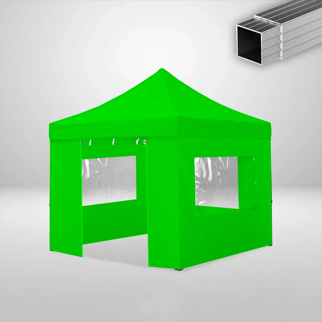 Carpa Plegable 3x3 m, Gama ECO 32mm, 3 laterales con ventanas y 1 laterales con puerta, verde lima 1 Carpa Plegable 3x3 m, Gama ECO 32mm, 3 laterales con ventanas y 1 laterales con puerta, verde lima