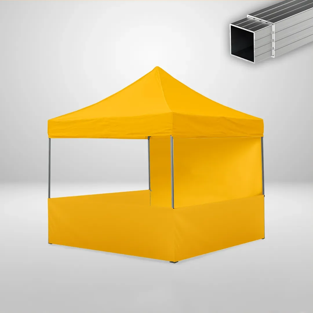Carpa Plegable 3x3 m, Gama ECO 32mm, 1 lateral liso y 3 laterales a media altura, amarillo 1 Carpa Plegable 3x3 m, Gama ECO 32mm, 1 lateral liso y 3 laterales a media altura, amarillo