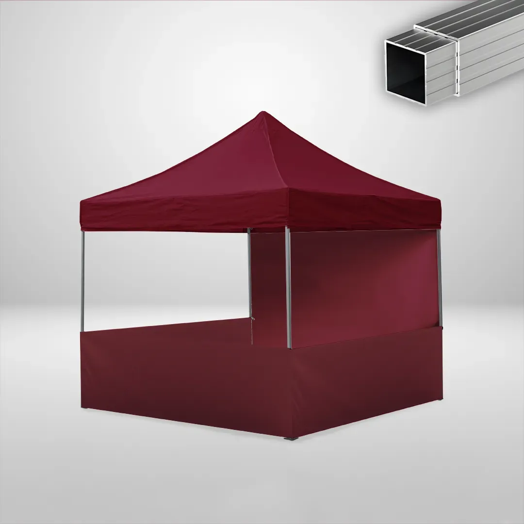 Carpa Plegable 3x3 m, Gama ECO 32mm, 1 lateral liso y 3 laterales a media altura, burdeos 1 Carpa Plegable 3x3 m, Gama ECO 32mm, 1 lateral liso y 3 laterales a media altura, burdeos