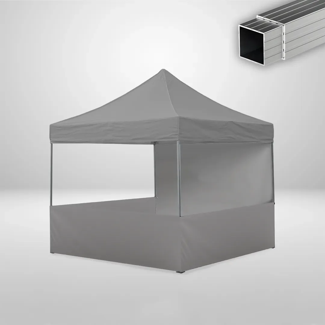 Carpa Plegable 3x3 m, Gama ECO 32mm, 1 lateral liso y 3 laterales a media altura, gris 1 Carpa Plegable 3x3 m, Gama ECO 32mm, 1 lateral liso y 3 laterales a media altura, gris