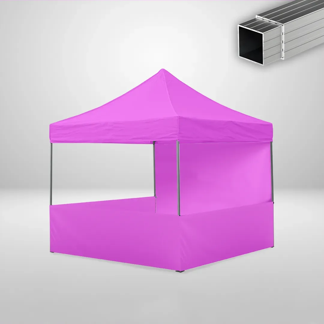 Carpa Plegable 3x3 m, Gama ECO 32mm, 1 lateral liso y 3 laterales a media altura, rosa 1 Carpa Plegable 3x3 m, Gama ECO 32mm, 1 lateral liso y 3 laterales a media altura, rosa