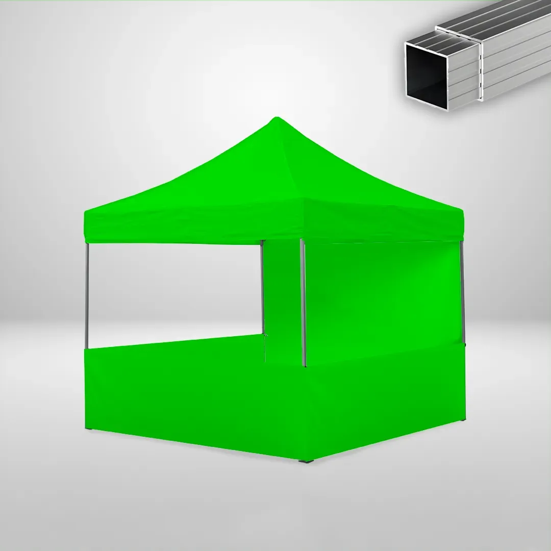 Carpa Plegable 3x3 m, Gama ECO 32mm, 1 lateral liso y 3 laterales a media altura, verde lima 1 Carpa Plegable 3x3 m, Gama ECO 32mm, 1 lateral liso y 3 laterales a media altura, verde lima