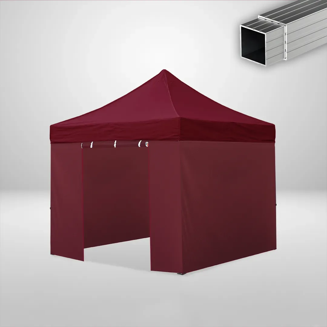 Carpa Plegable 3x3 m, Gama ECO 32mm, 3 laterales lisos y 1 lateral con puerta, burdeos 1 Carpa Plegable 3x3 m, Gama ECO 32mm, 3 laterales lisos y 1 lateral con puerta, burdeos