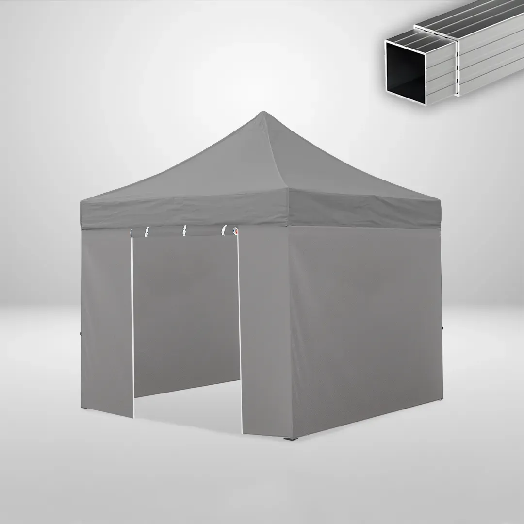Carpa Plegable 3x3 m, Gama ECO 32mm, 3 laterales lisos y 1 lateral con puerta, gris 1 Carpa Plegable 3x3 m, Gama ECO 32mm, 3 laterales lisos y 1 lateral con puerta, gris