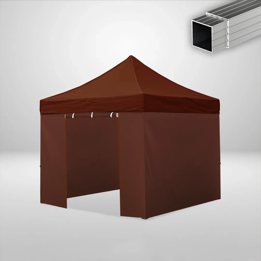 Carpa Plegable 3x3 m, Gama ECO 32mm, 3 laterales lisos y 1 lateral con puerta, marron 1 Carpa Plegable 3x3 m, Gama ECO 32mm, 3 laterales lisos y 1 lateral con puerta, marron