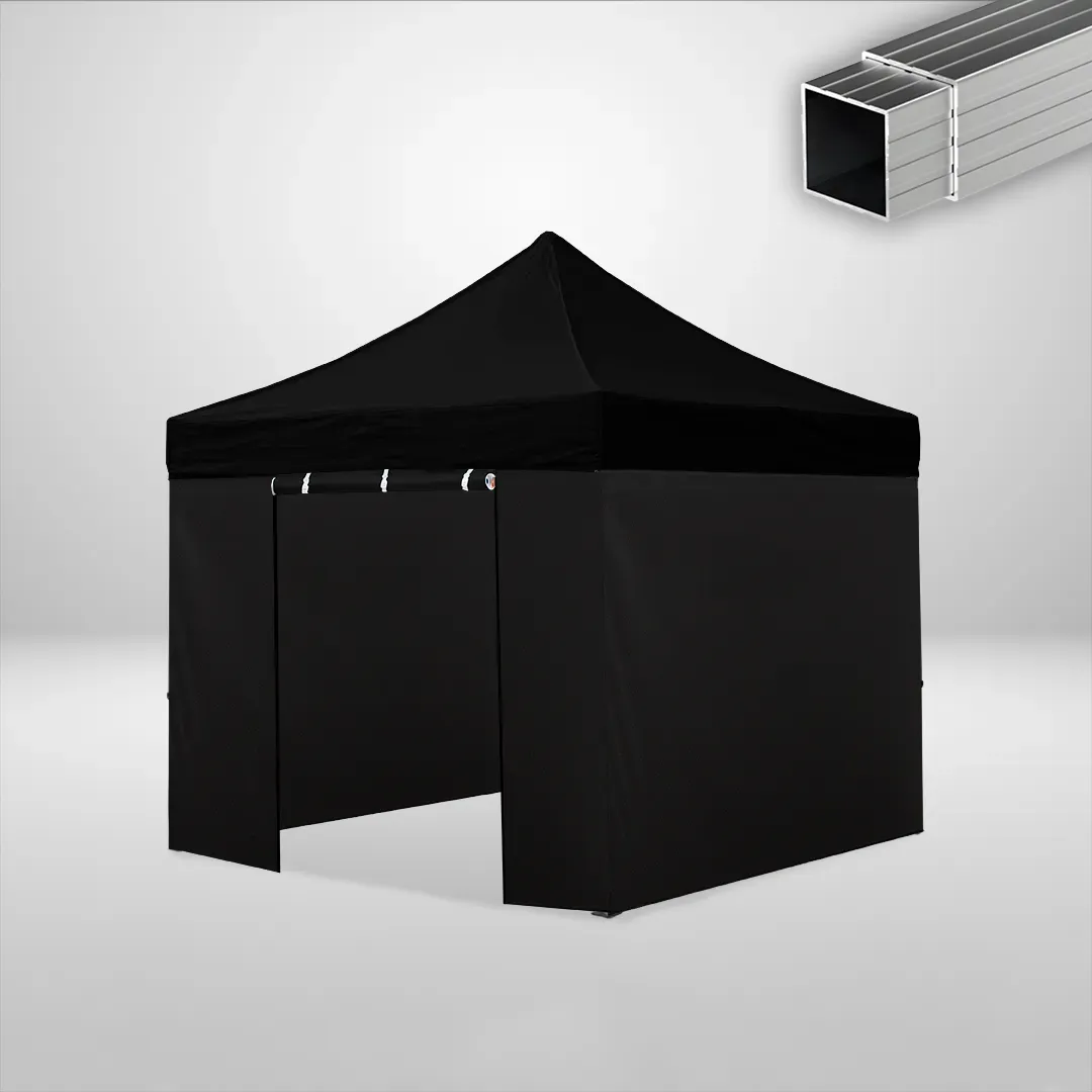 Carpa Plegable 3x3 m, Gama ECO 32mm, 3 laterales lisos y 1 lateral con puerta, negro 1 Carpa Plegable 3x3 m, Gama ECO 32mm, 3 laterales lisos y 1 lateral con puerta, negro