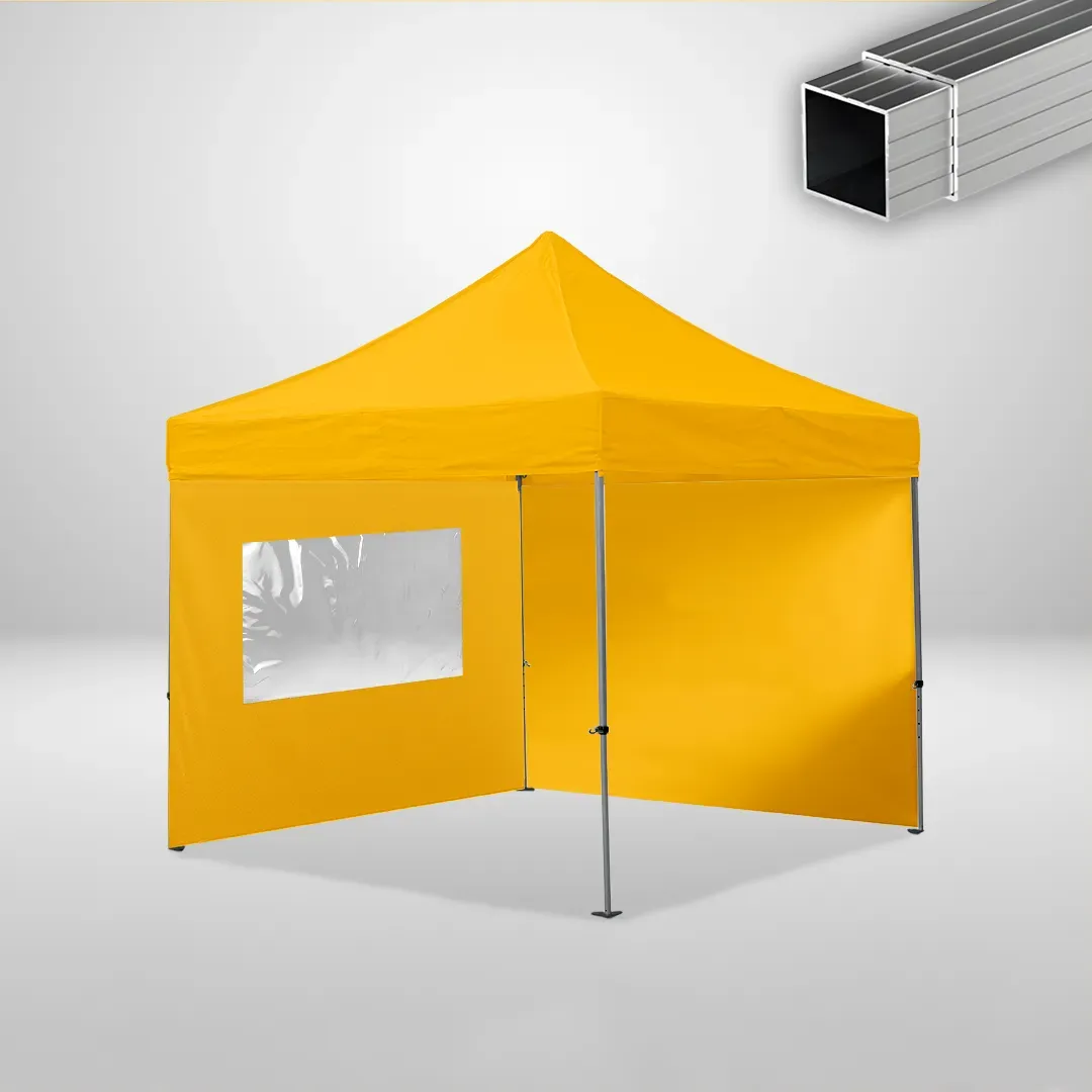 Carpa Plegable 3x3 m, Gama ECO 32mm, 1 lateral liso y 1 lateral con ventana, amarillo 1 Carpa Plegable 3x3 m, Gama ECO 32mm, 1 lateral liso y 1 lateral con ventana, amarillo