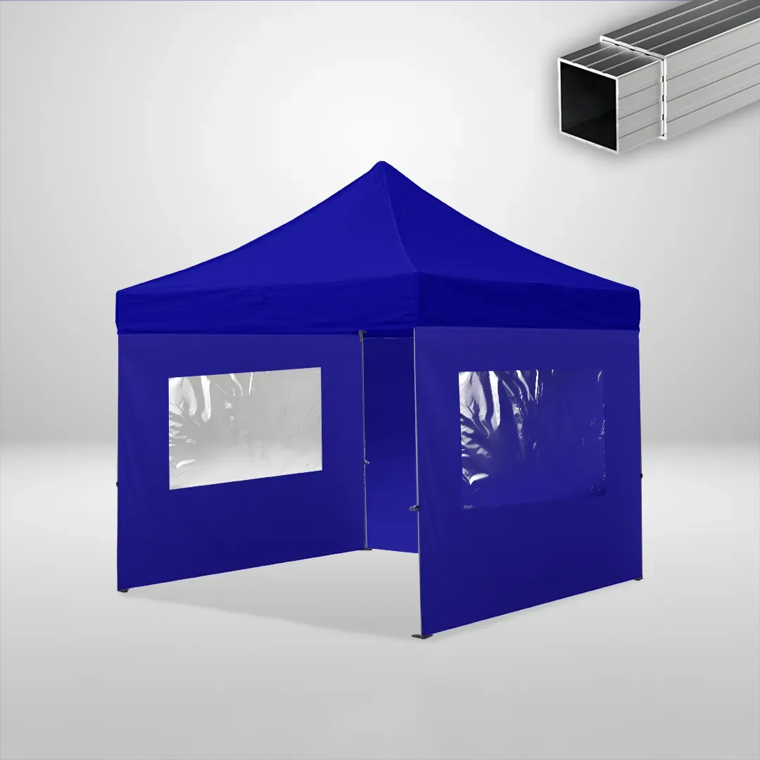 Carpa Plegable 3x3 m, Gama ECO 32mm, 1 lateral liso y 2 laterales con ventanas, azul 1 Carpa Plegable 3x3 m, Gama ECO 32mm, 1 lateral liso y 2 laterales con ventanas, azul