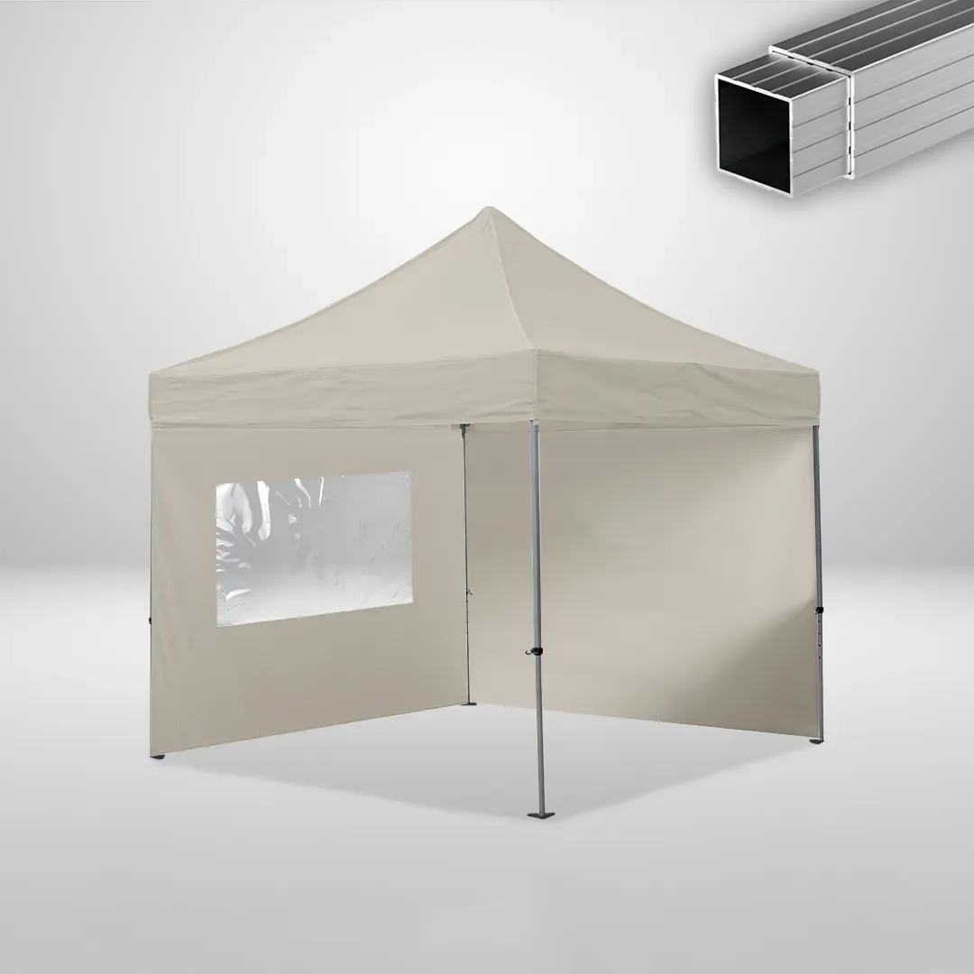 Carpa Plegable 3x3 m, Gama ECO 32mm, 1 lateral liso y 1 lateral con ventana, beige 1 Carpa Plegable 3x3 m, Gama ECO 32mm, 1 lateral liso y 1 lateral con ventana, beige