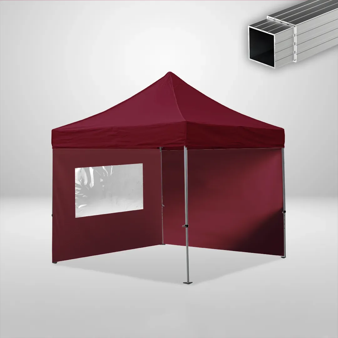 Carpa Plegable 3x3 m, Gama ECO 32mm, 1 lateral liso y 1 lateral con ventana, burdeos 1 Carpa Plegable 3x3 m, Gama ECO 32mm, 1 lateral liso y 1 lateral con ventana, burdeos