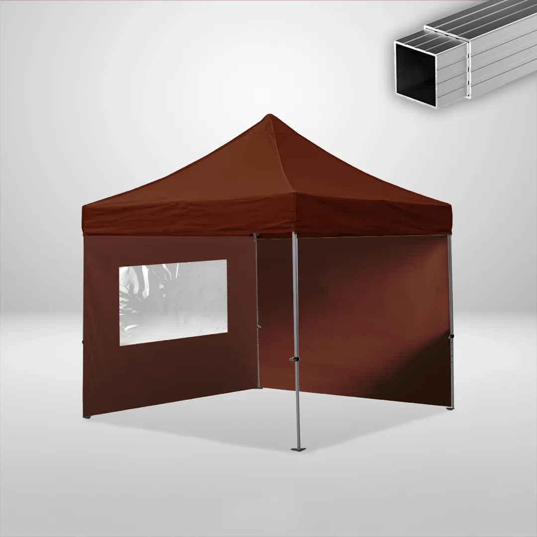 Carpa Plegable 3x3 m, Gama ECO 32mm, 1 lateral liso y 1 lateral con ventana, marron 1 Carpa Plegable 3x3 m, Gama ECO 32mm, 1 lateral liso y 1 lateral con ventana, marron