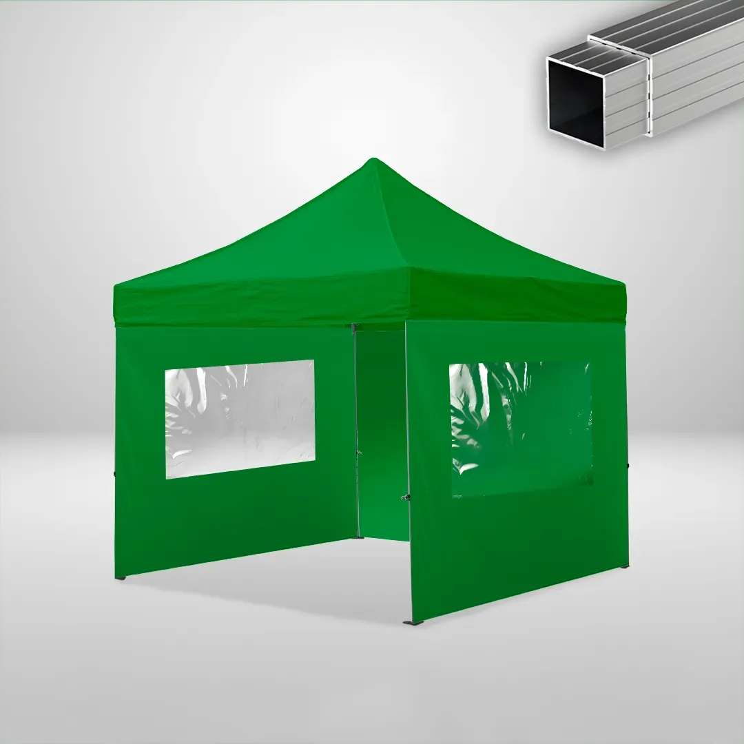 Carpa Plegable 3x3 m, Gama ECO 32mm, 1 lateral liso y 2 laterales con ventanas, verde botella 1 Carpa Plegable 3x3 m, Gama ECO 32mm, 1 lateral liso y 2 laterales con ventanas, verde botella