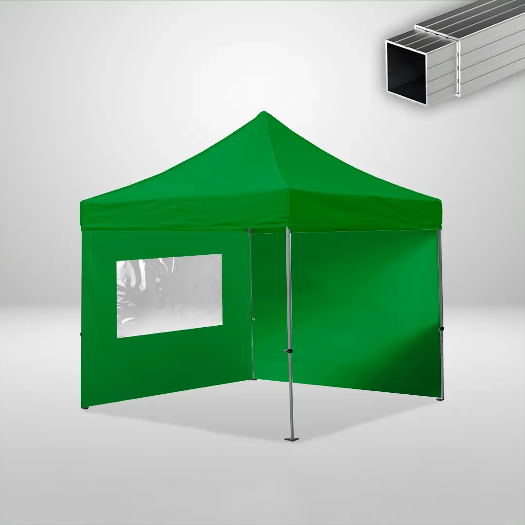 Carpa Plegable 3x3 m, Gama ECO 32mm, 1 lateral liso y 1 lateral con ventana, verde botella 1 Carpa Plegable 3x3 m, Gama ECO 32mm, 1 lateral liso y 1 lateral con ventana, verde botella