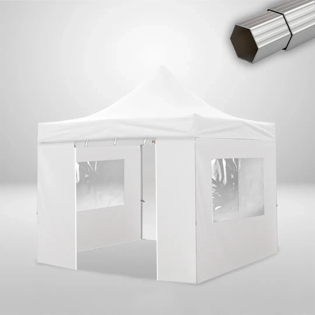 Carpa Plegable 3x3 m, Gama ELITE 50mm, 3 laterales con ventanas y 1 laterales con puerta, blanco 1 Carpa Plegable 3x3 m, Gama ELITE 50mm, 3 laterales con ventanas y 1 laterales con puerta, blanco