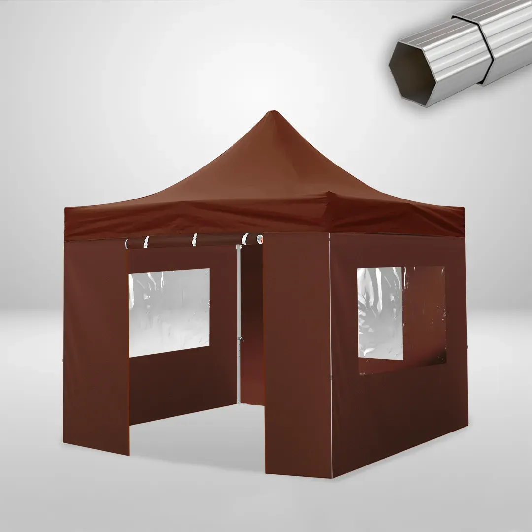 Carpa Plegable 3x3 m, Gama ELITE 50mm, 3 laterales con ventanas y 1 laterales con puerta, marron 1 Carpa Plegable 3x3 m, Gama ELITE 50mm, 3 laterales con ventanas y 1 laterales con puerta, marron