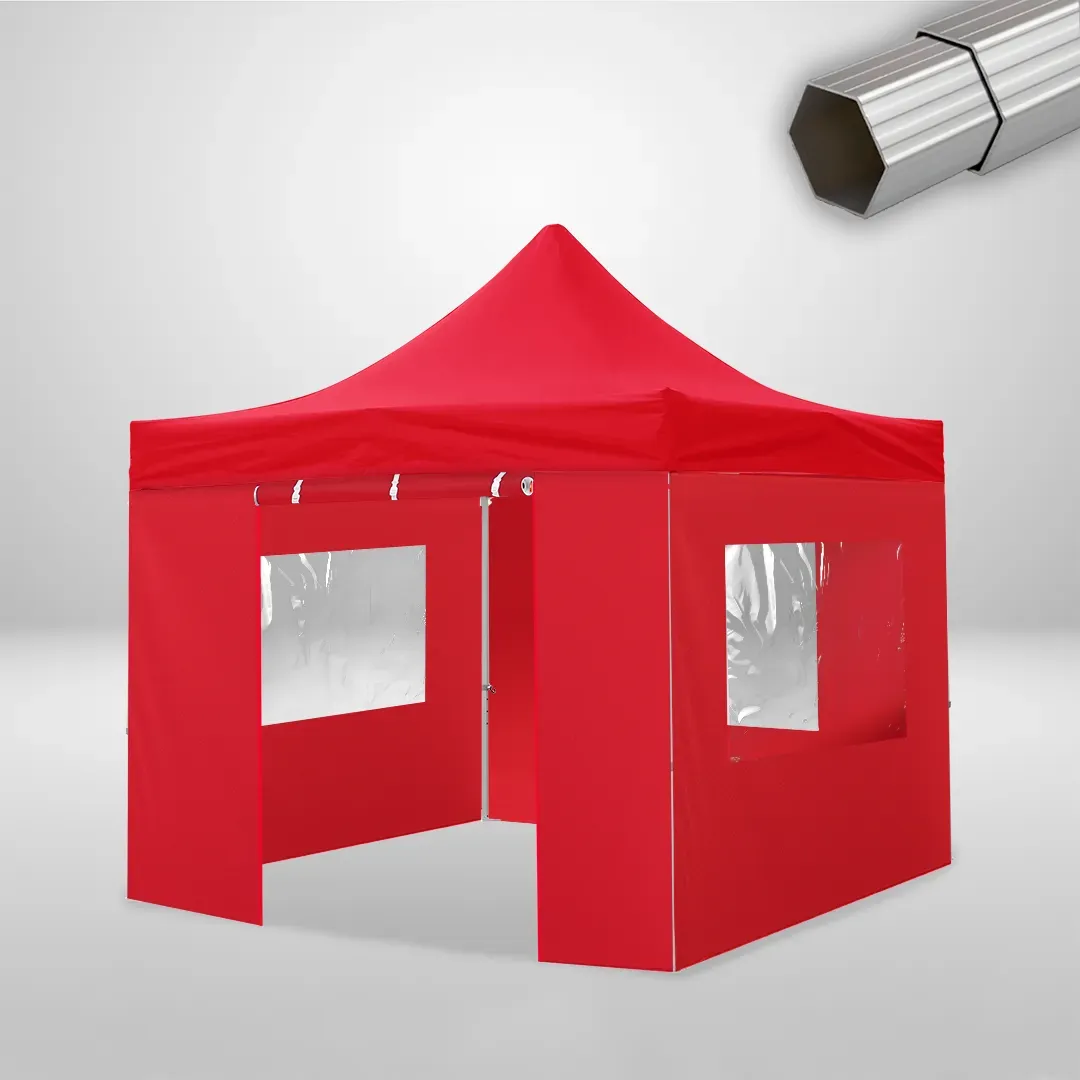 Carpa Plegable 3x3 m, Gama ELITE 50mm, 3 laterales con ventanas y 1 laterales con puerta, rojo 1 Carpa Plegable 3x3 m, Gama ELITE 50mm, 3 laterales con ventanas y 1 laterales con puerta, rojo