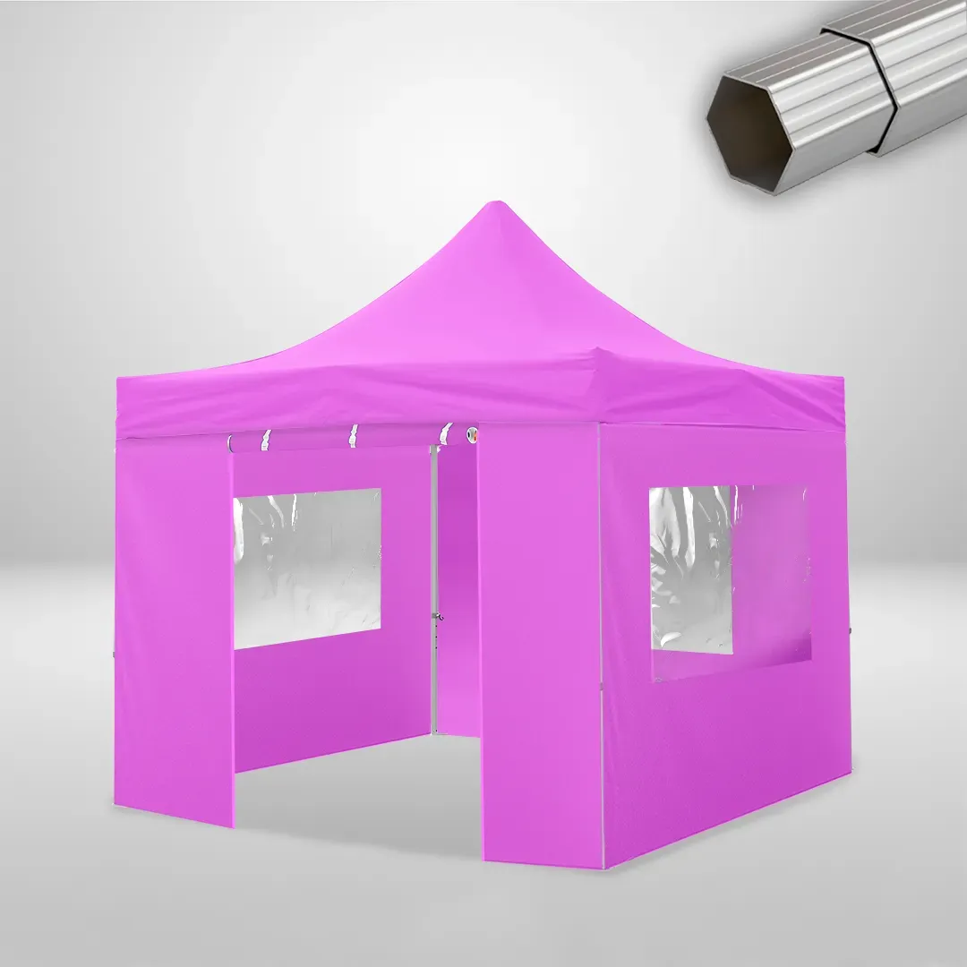 Carpa Plegable 3x3 m, Gama ELITE 50mm, 3 laterales con ventanas y 1 laterales con puerta, rosa 1 Carpa Plegable 3x3 m, Gama ELITE 50mm, 3 laterales con ventanas y 1 laterales con puerta, rosa