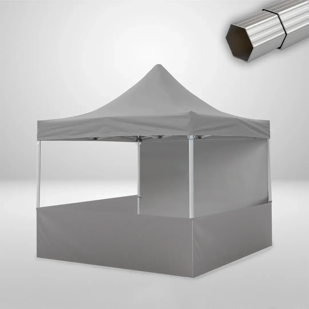 Carpa Plegable 3x3 m, Gama ELITE 50mm, 1 lateral liso y 3 laterales a media altura, gris 1 Carpa Plegable 3x3 m, Gama ELITE 50mm, 1 lateral liso y 3 laterales a media altura, gris
