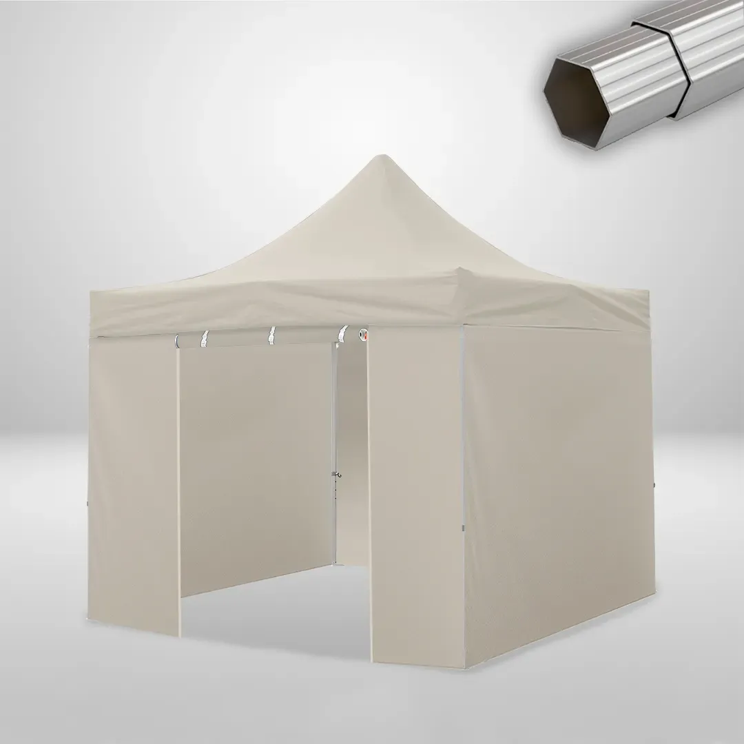Carpa Plegable 3x3 m, Gama ELITE 50mm, 3 laterales lisos y 1 lateral con puerta, beige 1 Carpa Plegable 3x3 m, Gama ELITE 50mm, 3 laterales lisos y 1 lateral con puerta, beige