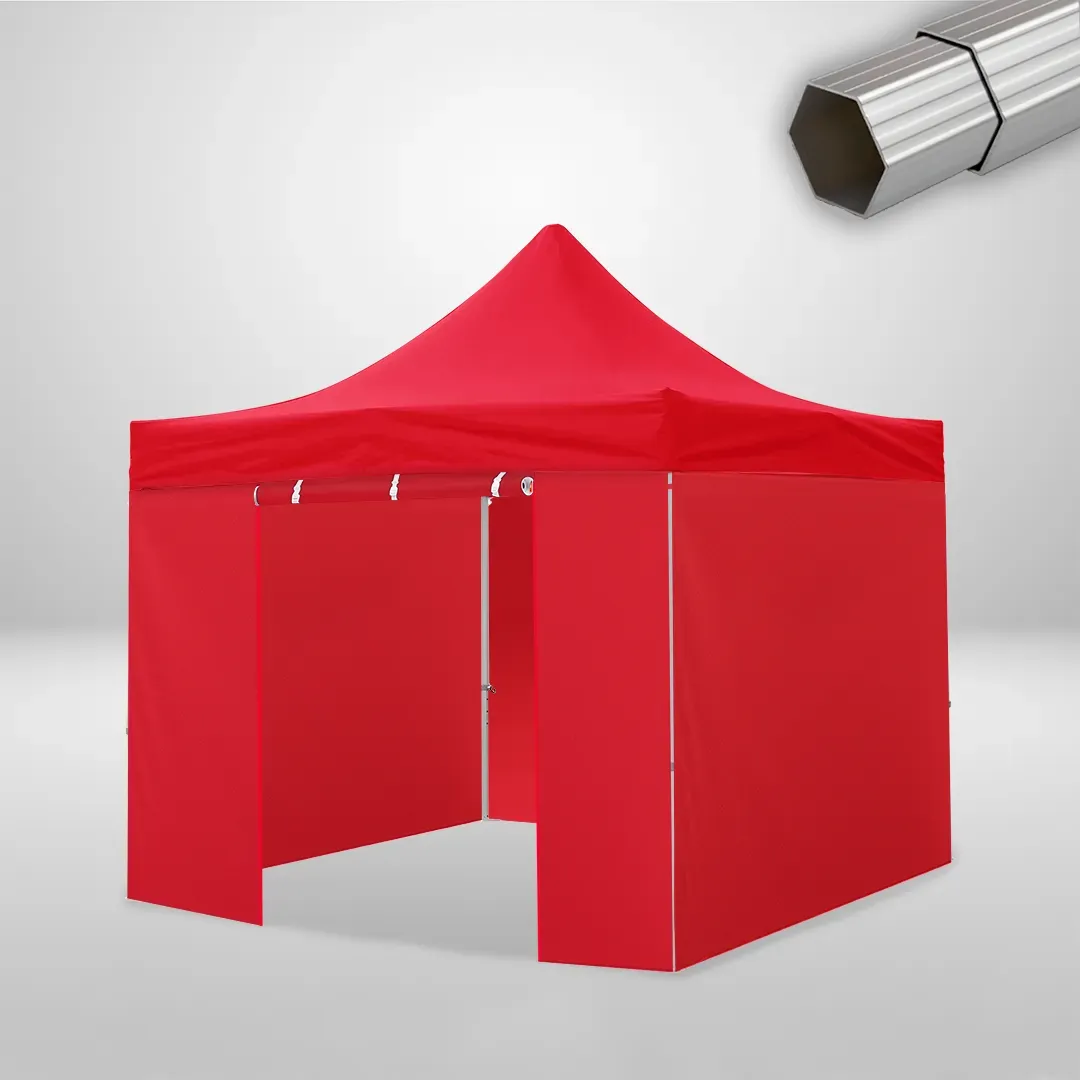 Carpa Plegable 3x3 m, Gama ELITE 50mm, 3 laterales lisos y 1 lateral con puerta, rojo 1 Carpa Plegable 3x3 m, Gama ELITE 50mm, 3 laterales lisos y 1 lateral con puerta, rojo