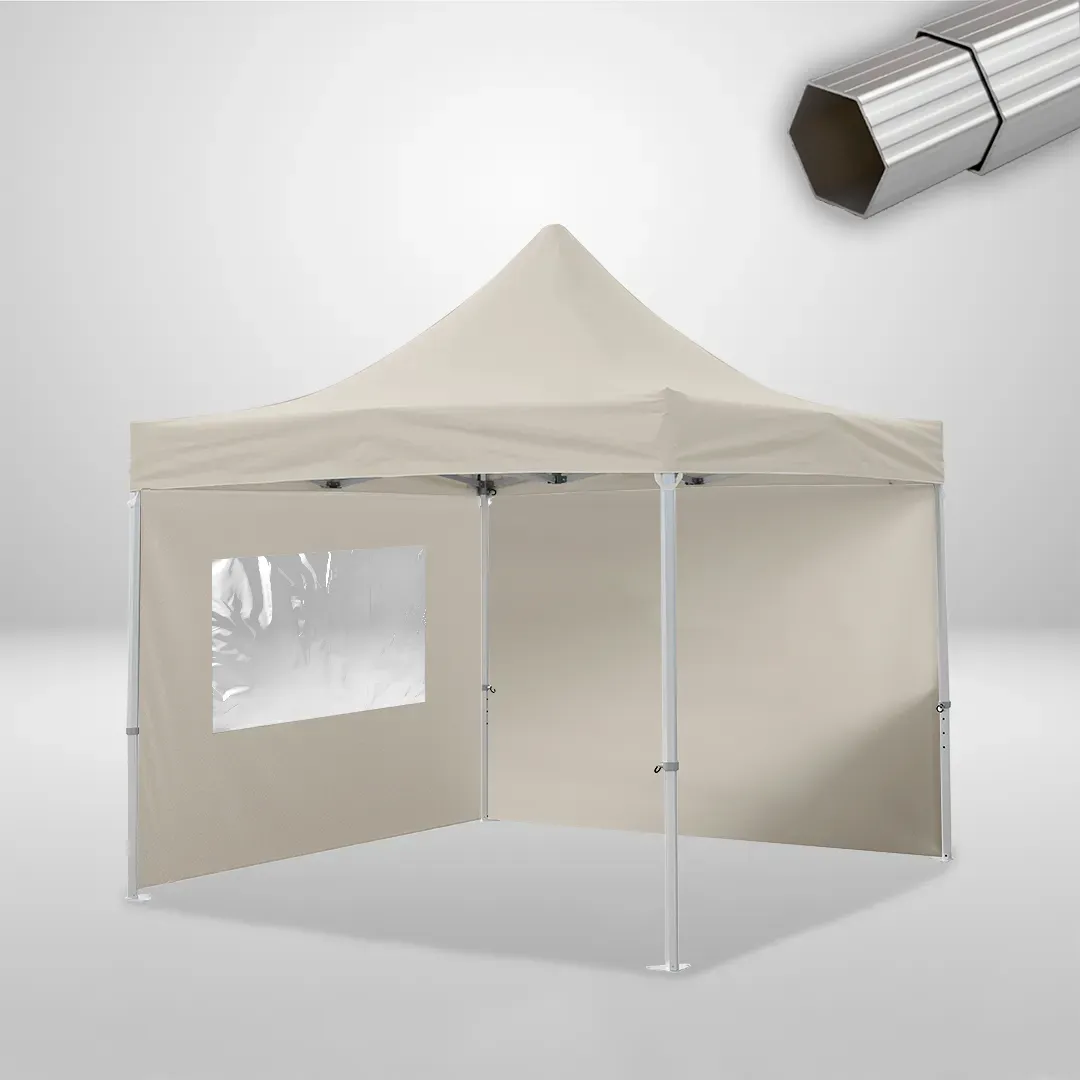 Carpa Plegable 3x3 m, Gama ELITE 50mm, 1 lateral liso y 1 lateral con ventana, beige 1 Carpa Plegable 3x3 m, Gama ELITE 50mm, 1 lateral liso y 1 lateral con ventana, beige