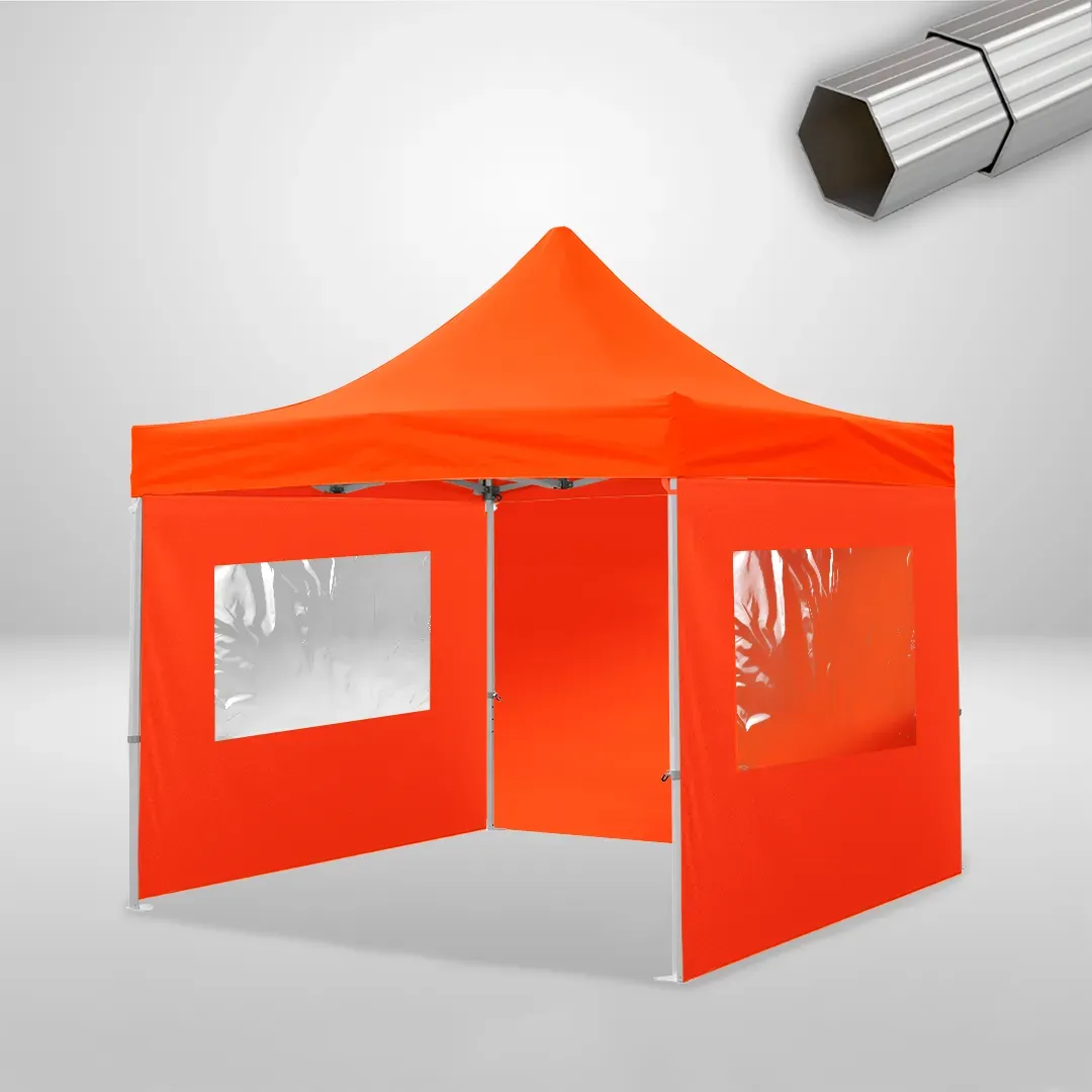 Carpa Plegable 3x3 m, Gama ELITE 50mm, 1 lateral liso y 2 laterales con ventanas, naranja 1 Carpa Plegable 3x3 m, Gama ELITE 50mm, 1 lateral liso y 2 laterales con ventanas, naranja