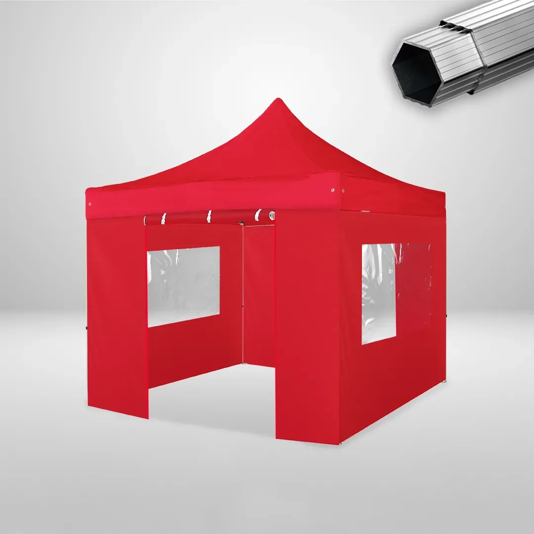 Carpa Plegable 3x3 m, Gama PLUS 40mm, 2 laterales con puerta y 2 laterales con ventanas, rojo 1 Carpa Plegable 3x3 m, Gama PLUS 40mm, 2 laterales con puerta y 2 laterales con ventanas, rojo
